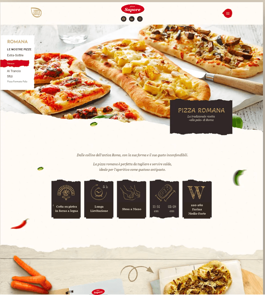 Sapore Ristorante website screenshot